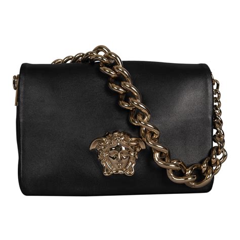 versace black nappa leather medusa shoulder bag|Kleio Shoulder Bag Black,Gold .